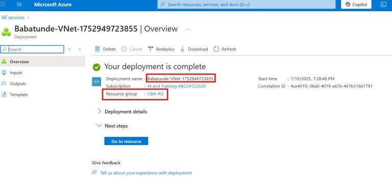 How to create a Resource Group and Virtual Network in Azure